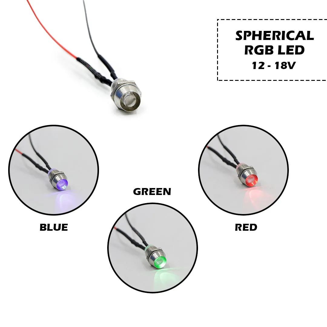 12-18V Spherical LED Metal Indicator Light with Cable