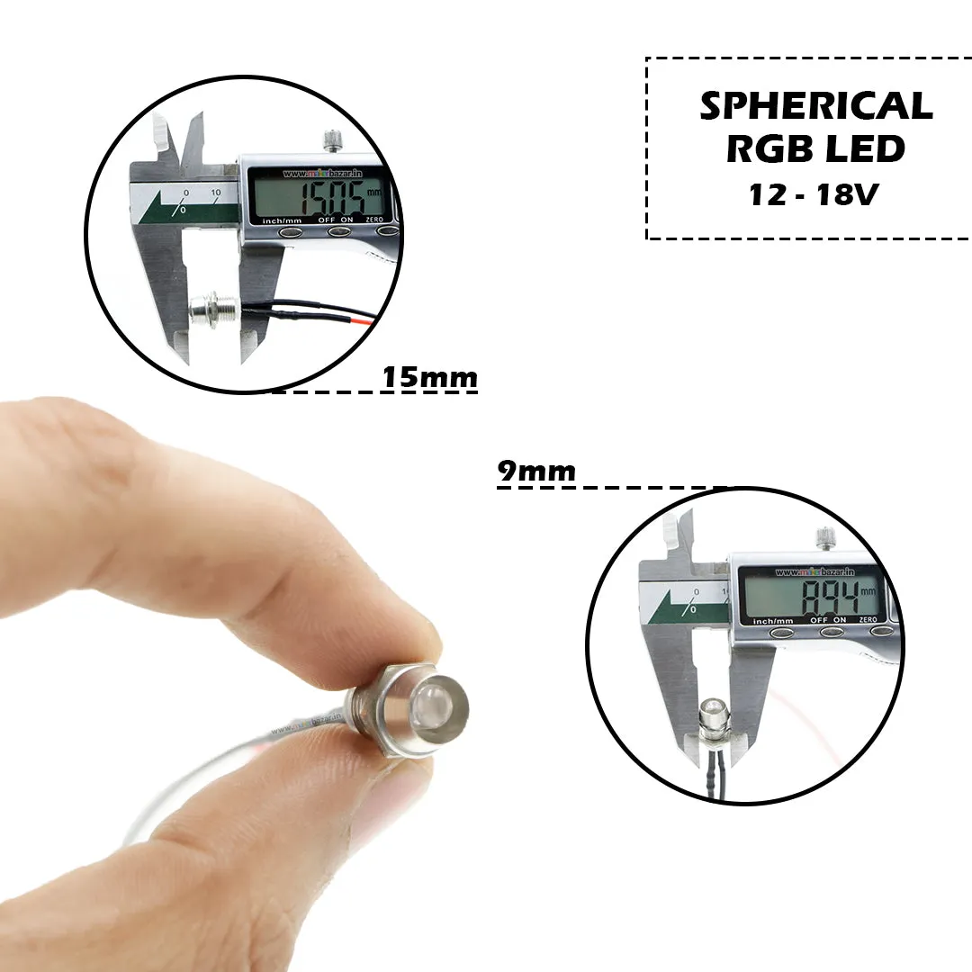 12-18V Spherical LED Metal Indicator Light with Cable