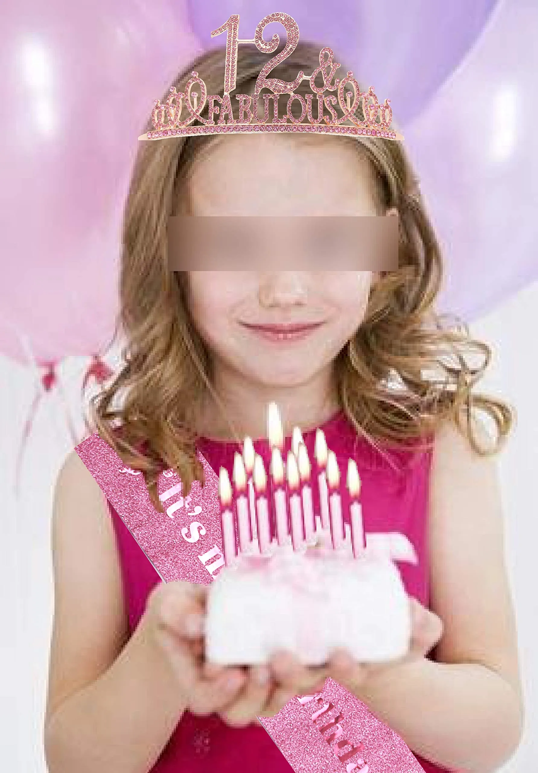 12th Birthday,12th Birthday Decorations for Girls,12 Birthday Tiara Pink,12 and Fabulous