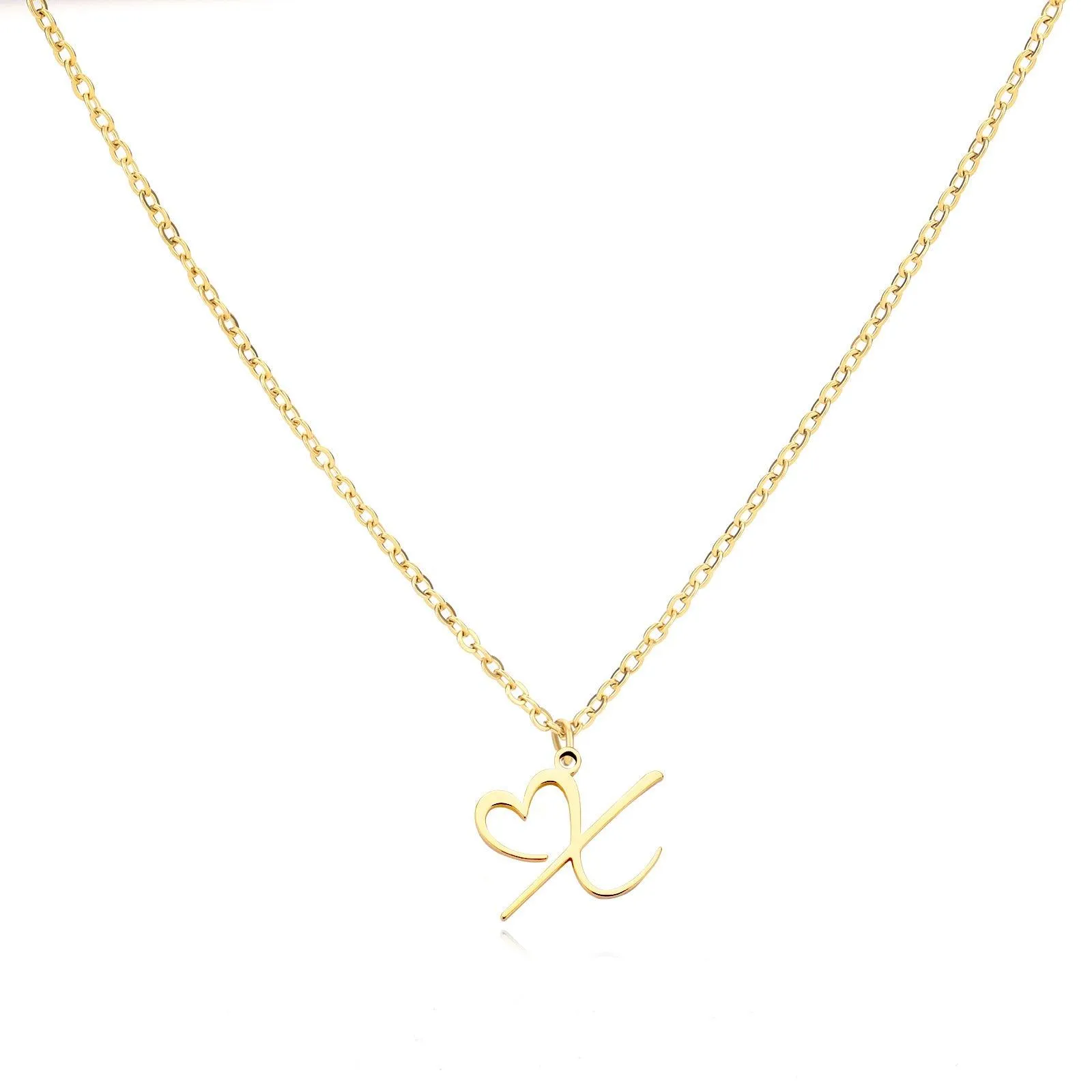 26 Letters Stainless Steel Necklace Female Creative Simple Love Letter Pendant Clavicle Chain