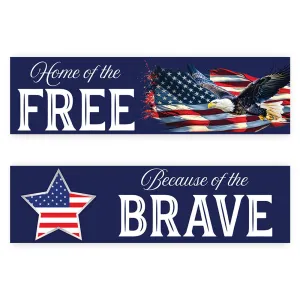 4th of July Decorations: Indoor & Outdoor Patriotic Banners, Set of 2