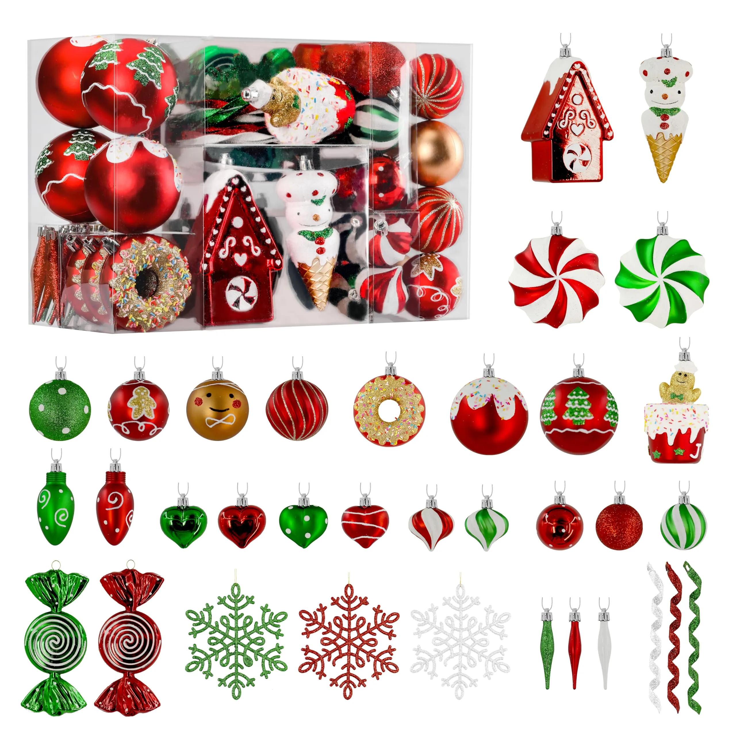 86pcs Red and Green, White Christmas Tree Ball Decorations