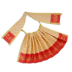 Amman Pavadai - 5 Inches | Lehenga Patka/ Satin with Jari Border Devi Poshak/ Mata Dress for Deity Decor