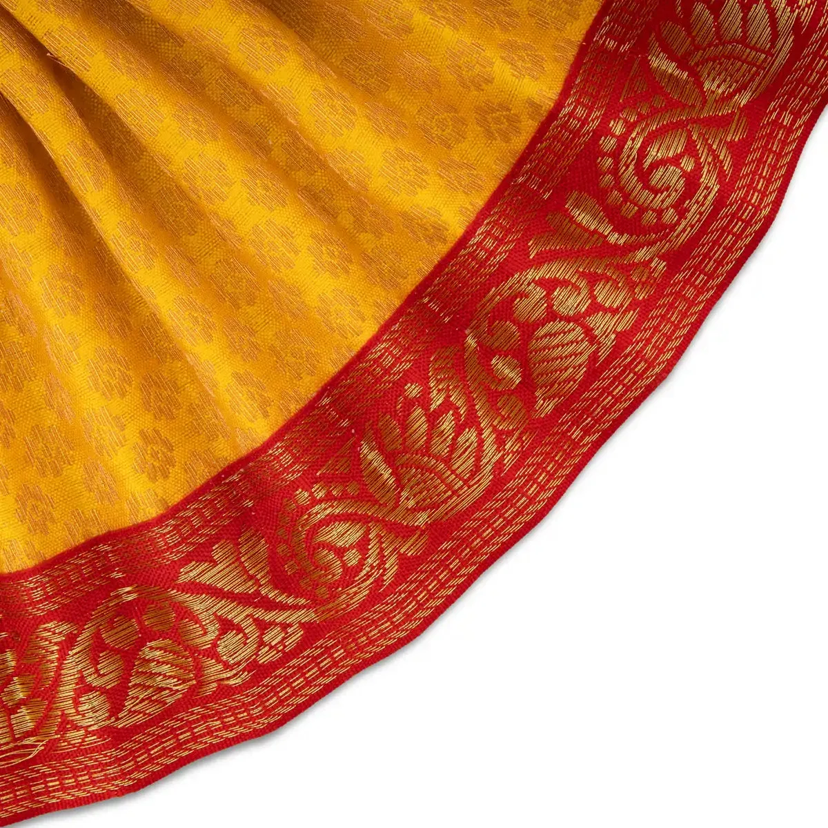 Amman Pavadai - 5 Inches | Lehenga Patka/ Satin with Jari Border Devi Poshak/ Mata Dress for Deity Decor