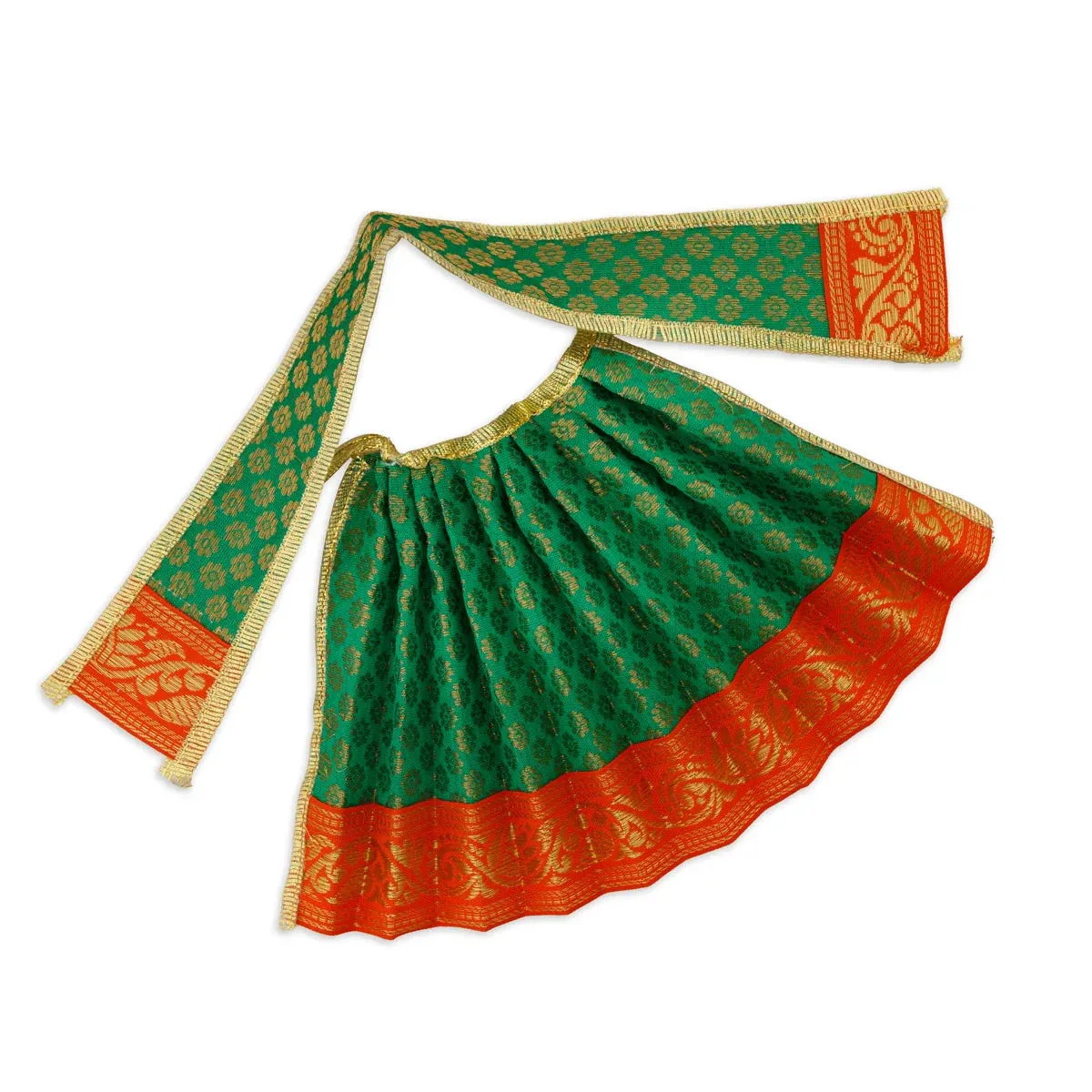 Amman Pavadai - 5 Inches | Lehenga Patka/ Satin with Jari Border Devi Poshak/ Mata Dress for Deity Decor