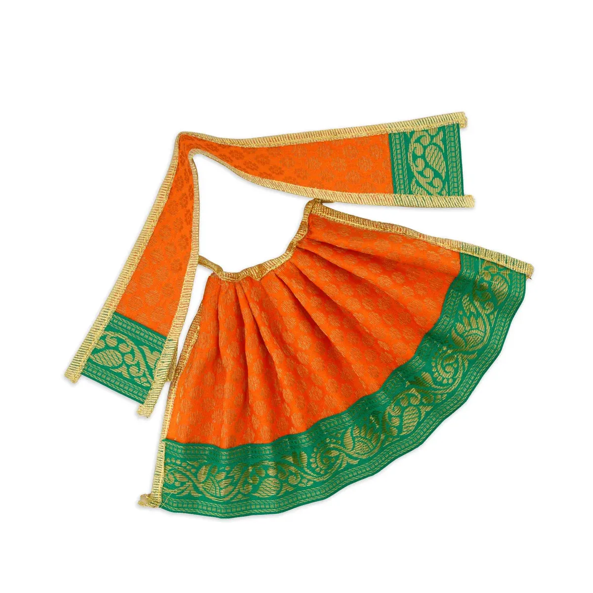 Amman Pavadai - 5 Inches | Lehenga Patka/ Satin with Jari Border Devi Poshak/ Mata Dress for Deity Decor