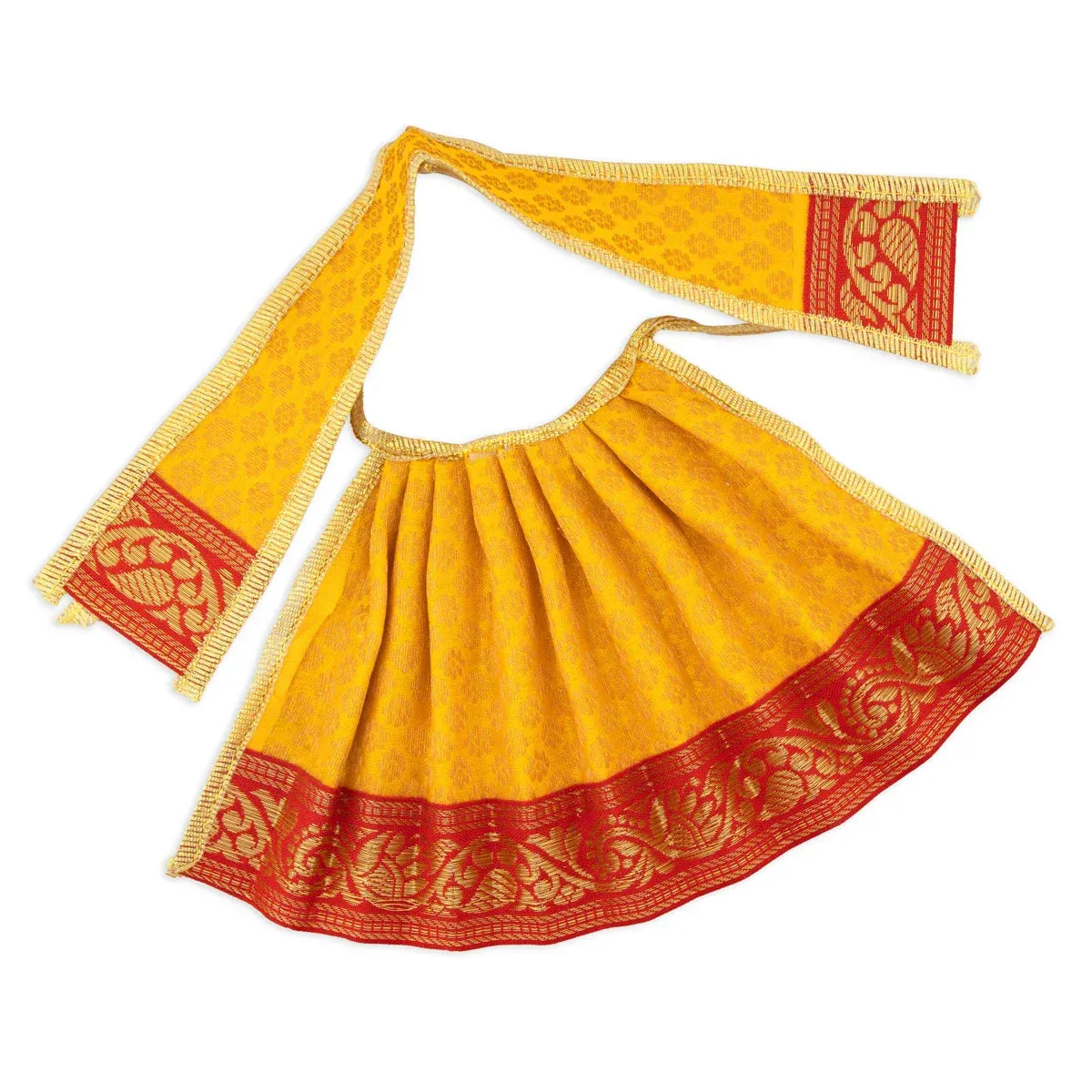 Amman Pavadai - 5 Inches | Lehenga Patka/ Satin with Jari Border Devi Poshak/ Mata Dress for Deity Decor