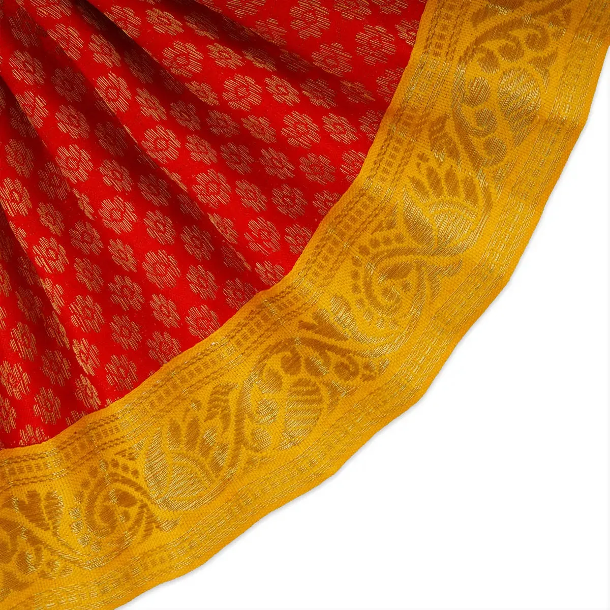 Amman Pavadai - 5 Inches | Lehenga Patka/ Satin with Jari Border Devi Poshak/ Mata Dress for Deity Decor