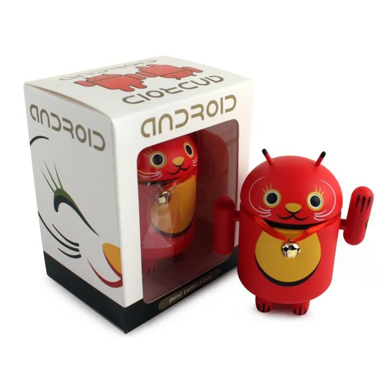 Android Mini Collectible Lucky Cat Series - Red Lucky Cat w/ Collar Bell