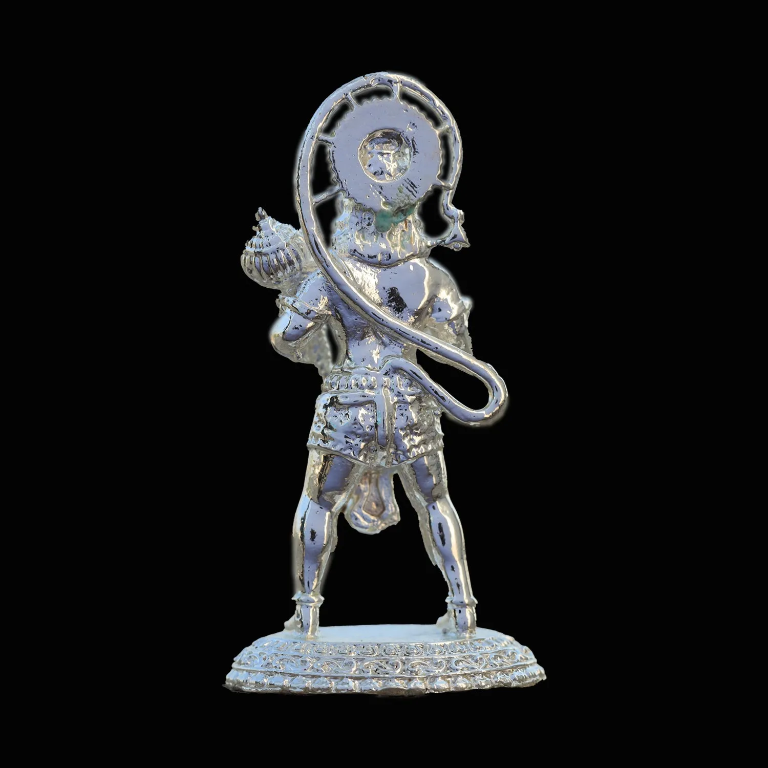 Anjaneya Statue Silver Polish - 3 Inch | Hanuman Standing/ Copper Idol/ Hanuman Murti/ Hanuman Statue for Pooja