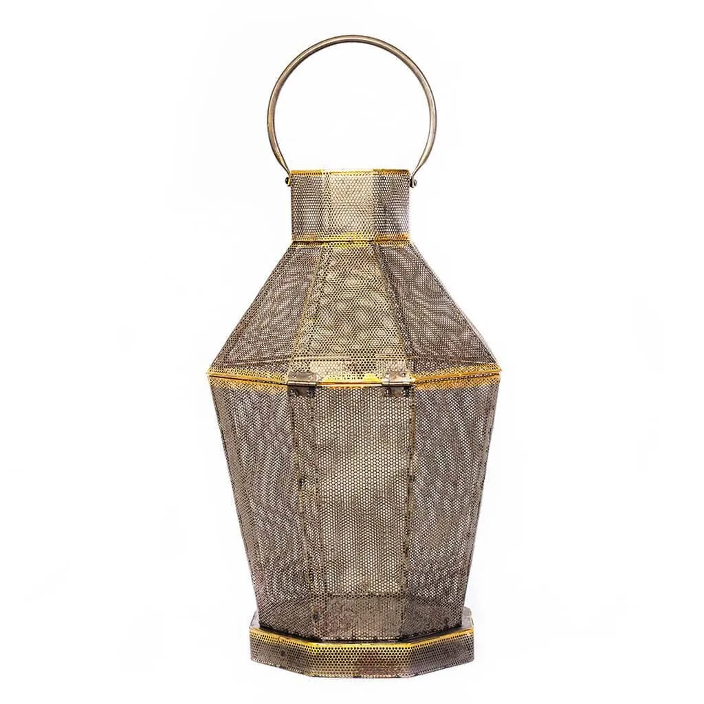 Anya Gold Metal Mesh Lantern