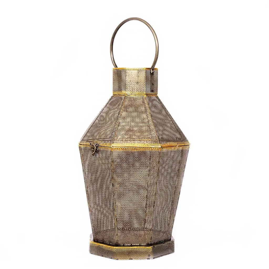 Anya Gold Metal Mesh Lantern