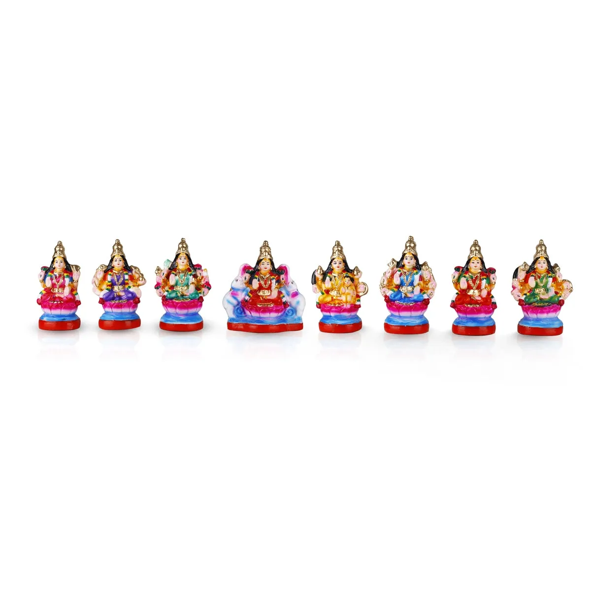 Ashtalakshmi Clay Golu Bommai Set - 8 x 7 Inches | Giri Golu Doll/ Navaratri Golu Bomma/Gombe/Bommai