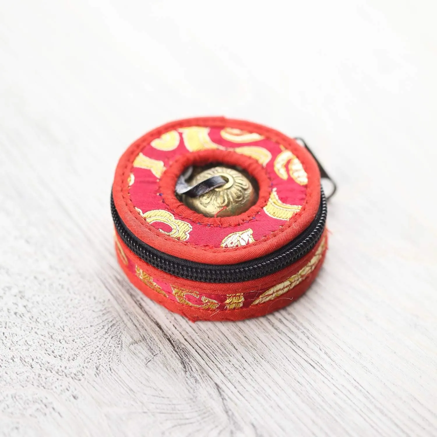 Auspicious Symbols Tingshas with Brocade Case