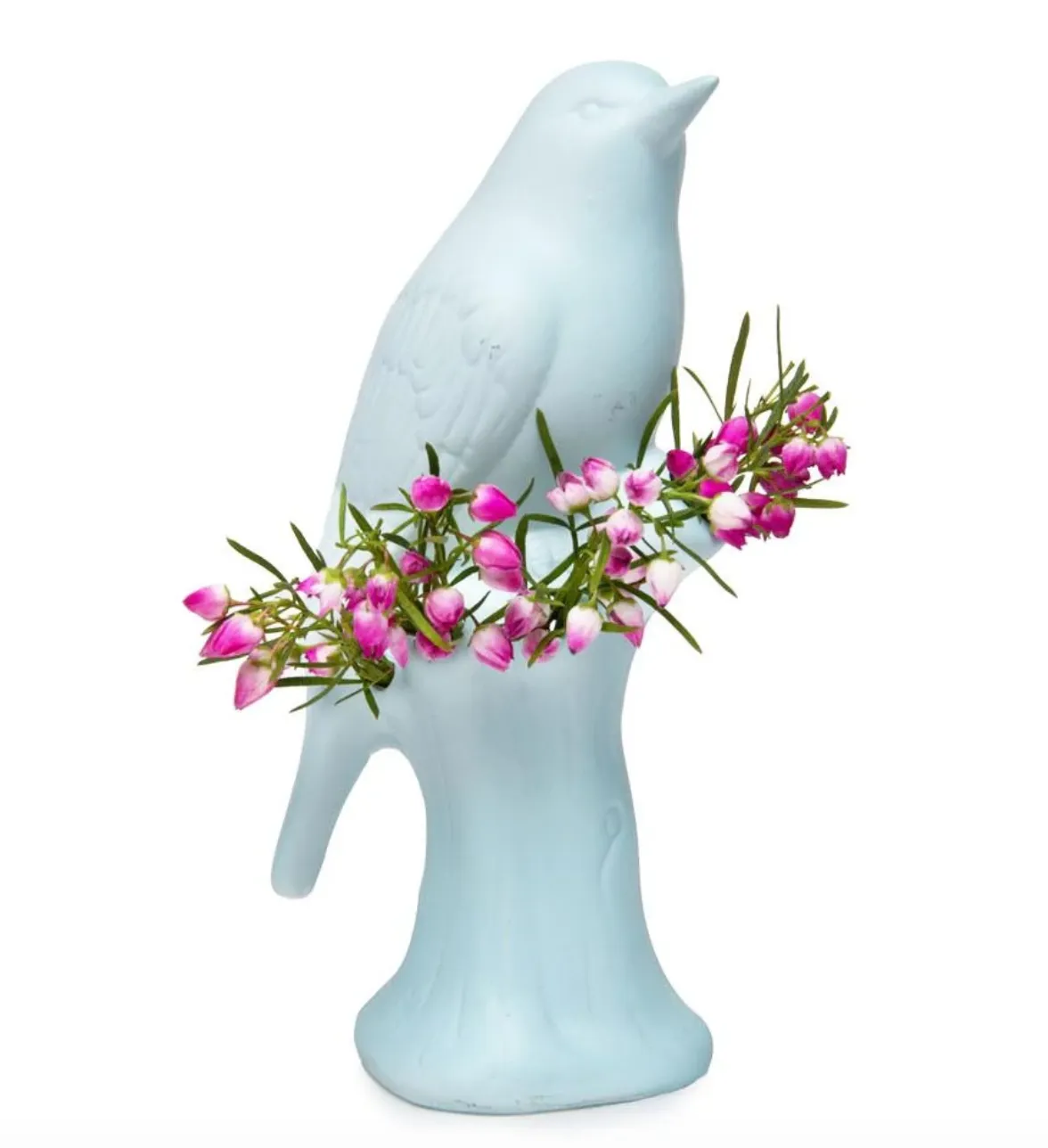 Baby Blue Porcelain Bird Vase