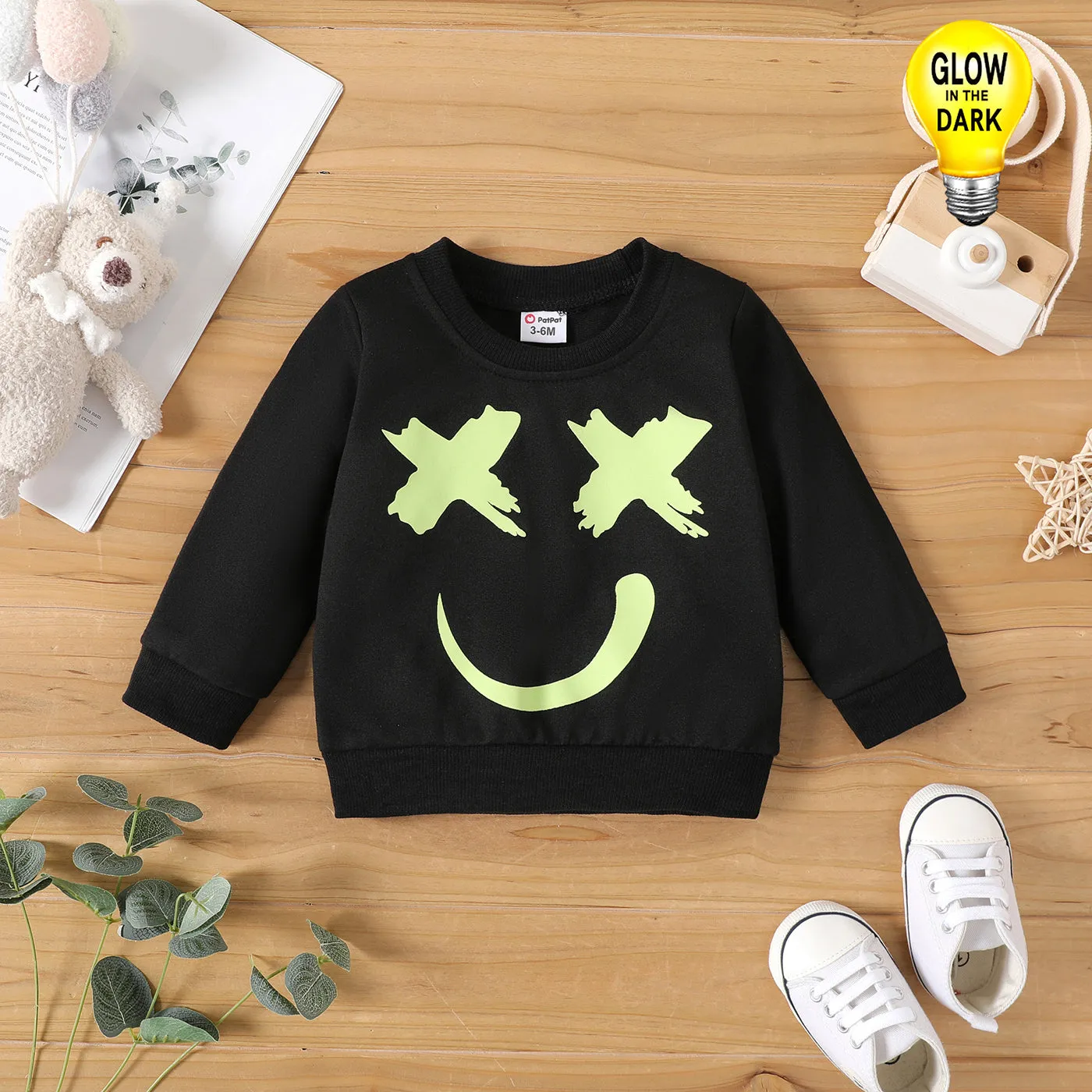 Baby Boy/Girl Glow in The Dark Print Long-sleeve Sweatshirt