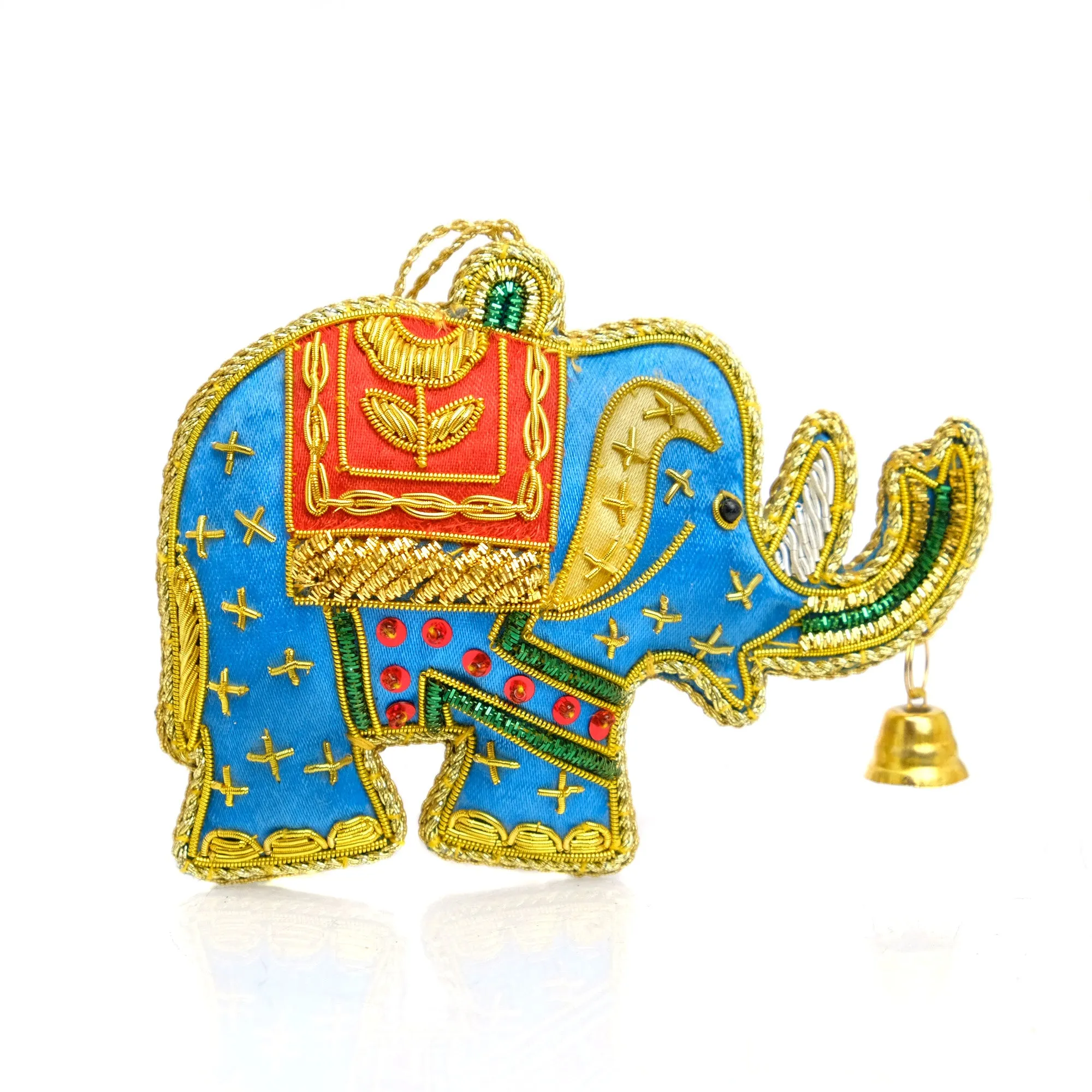 Blue Elephant with Bell Ornament