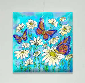 Butterflies on Daisies Ornament/Suncatcher