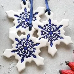 Ceramic Christmas ornaments // snowflake ornaments - set of 3