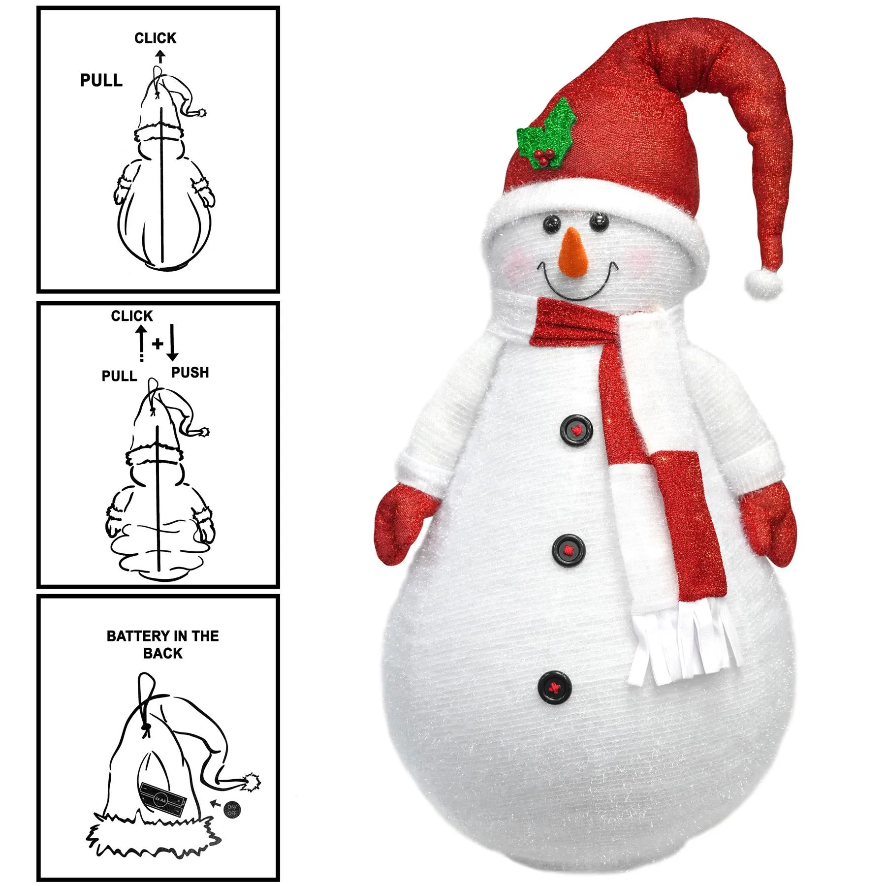 Collapsible Snowman Christmas Decoration with LED lights