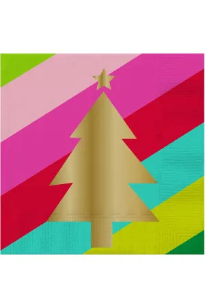 Colorful Gold Christmas Tree Napkins