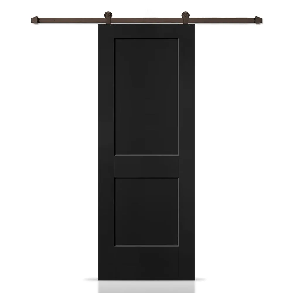 Composite MDF Solid Core 2-Panel Shaker Interior Sliding Barn Door with Hardware Kit