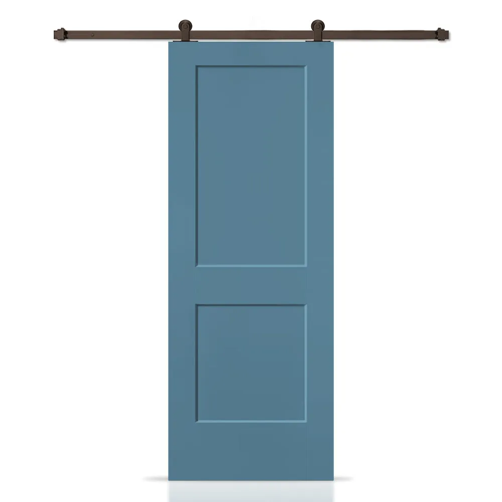 Composite MDF Solid Core 2-Panel Shaker Interior Sliding Barn Door with Hardware Kit