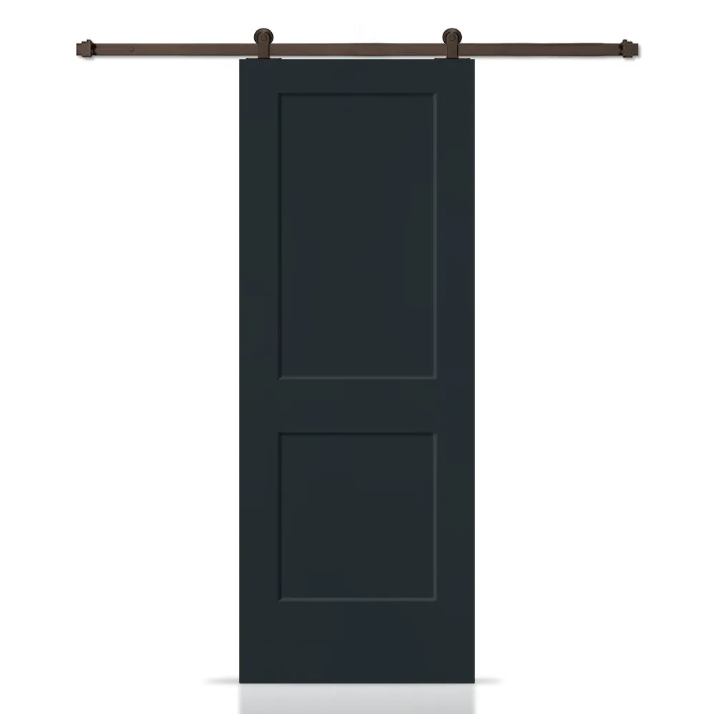 Composite MDF Solid Core 2-Panel Shaker Interior Sliding Barn Door with Hardware Kit