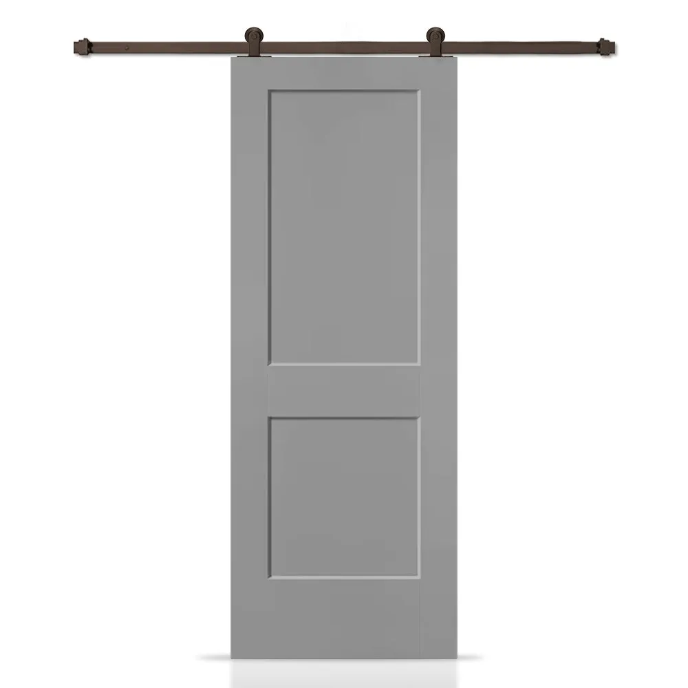 Composite MDF Solid Core 2-Panel Shaker Interior Sliding Barn Door with Hardware Kit