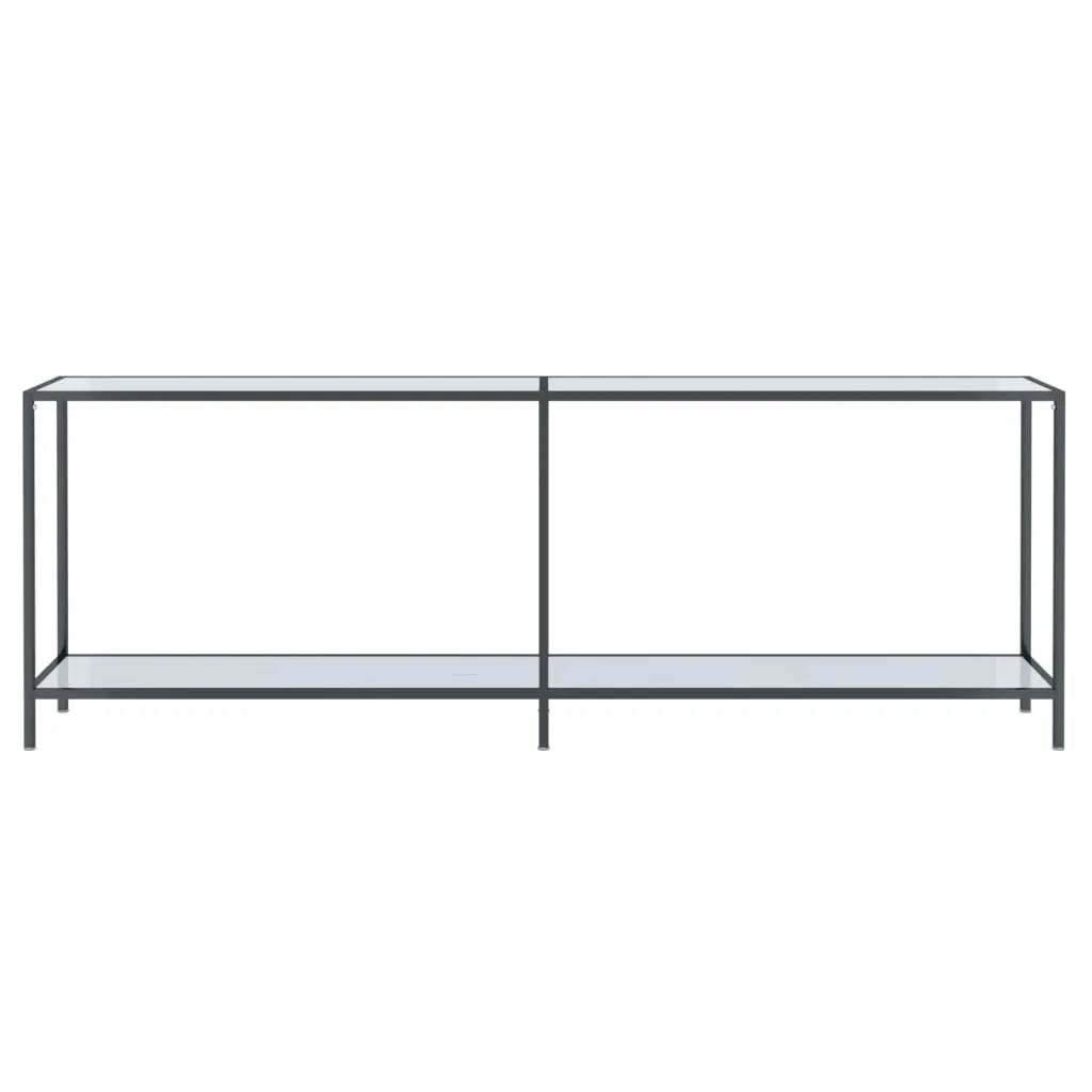 Console Table White 220x35x75.5 cm Tempered Glass