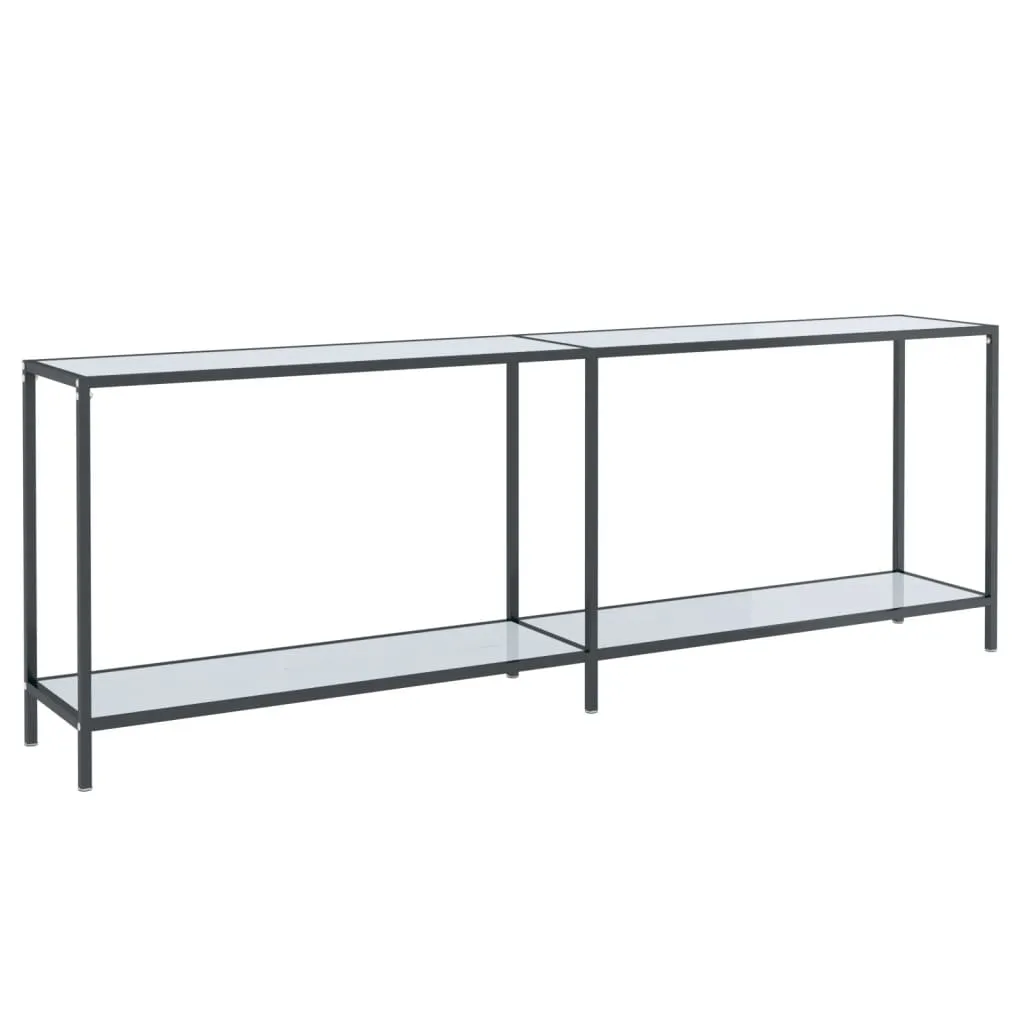 Console Table White 220x35x75.5 cm Tempered Glass