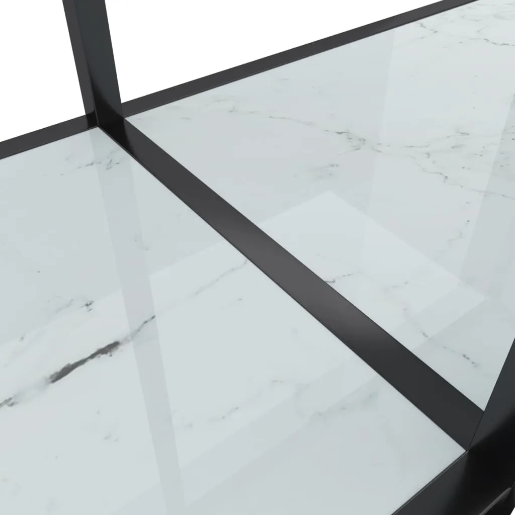 Console Table White 220x35x75.5 cm Tempered Glass