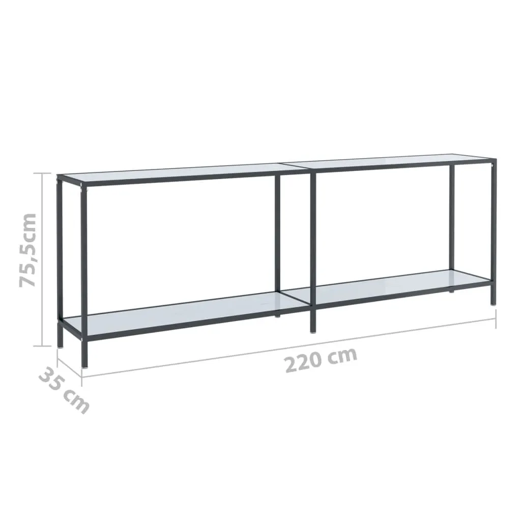 Console Table White 220x35x75.5 cm Tempered Glass