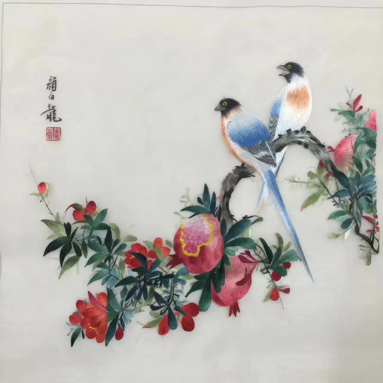 Delicate Hand embroidered Su Embroidery Art:flower birds fish lotus still life 35cm 5918