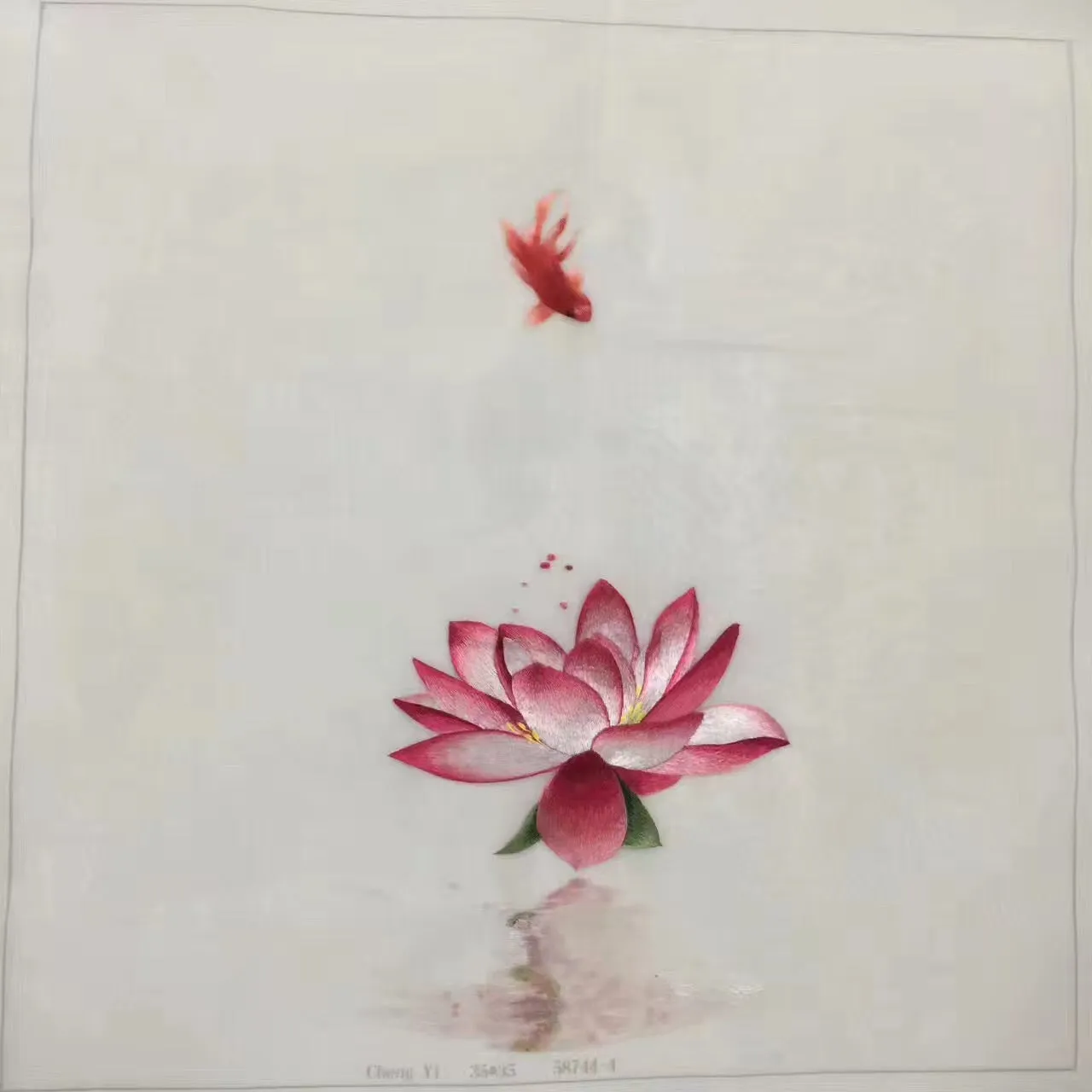 Delicate Hand embroidered Su Embroidery Art:flower birds fish lotus still life 35cm 5918