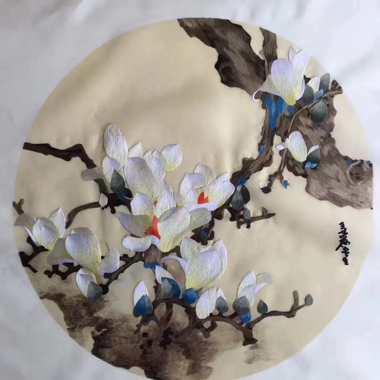 Delicate Hand embroidered Suzhou Embroidery Art:flower orchis peony magnolia 50cm 5918