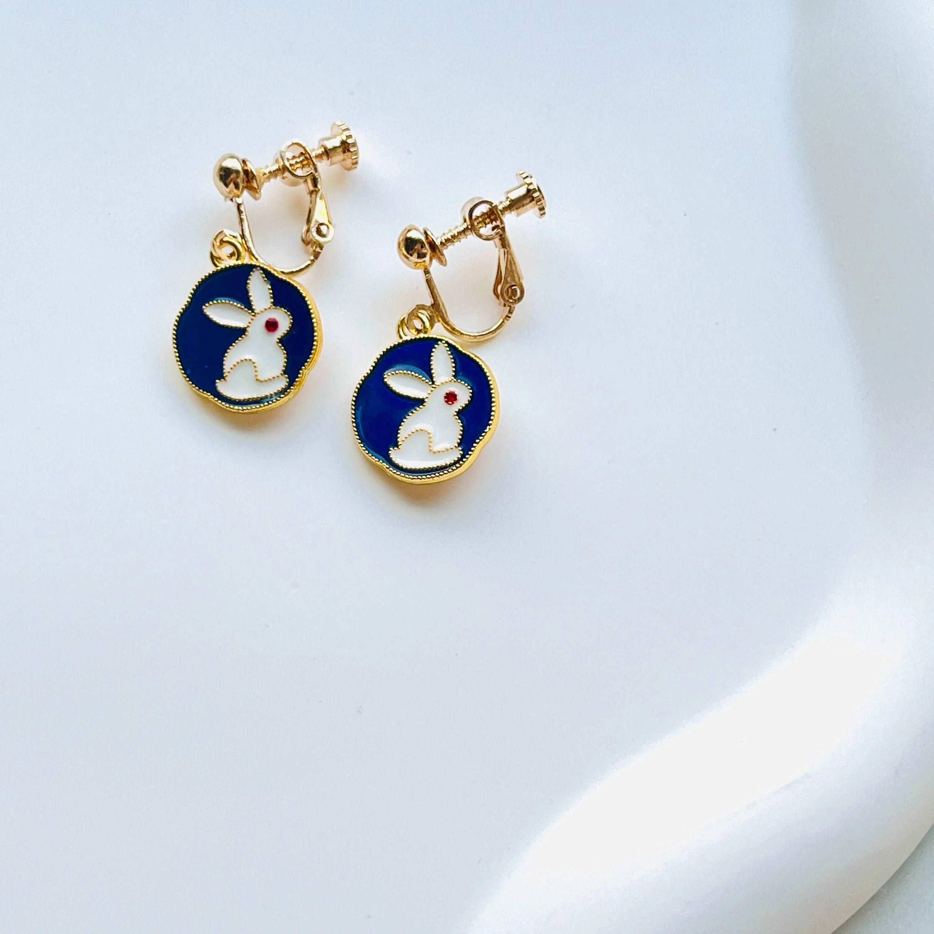 Double-Sided Bunny Earrings / Clip On Earrings