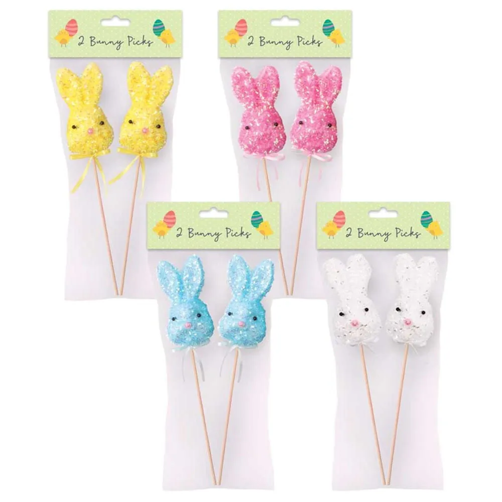 Easter Bunny Pick Decorations - Assorted Festive Craft Supplies Holiday Party Decor