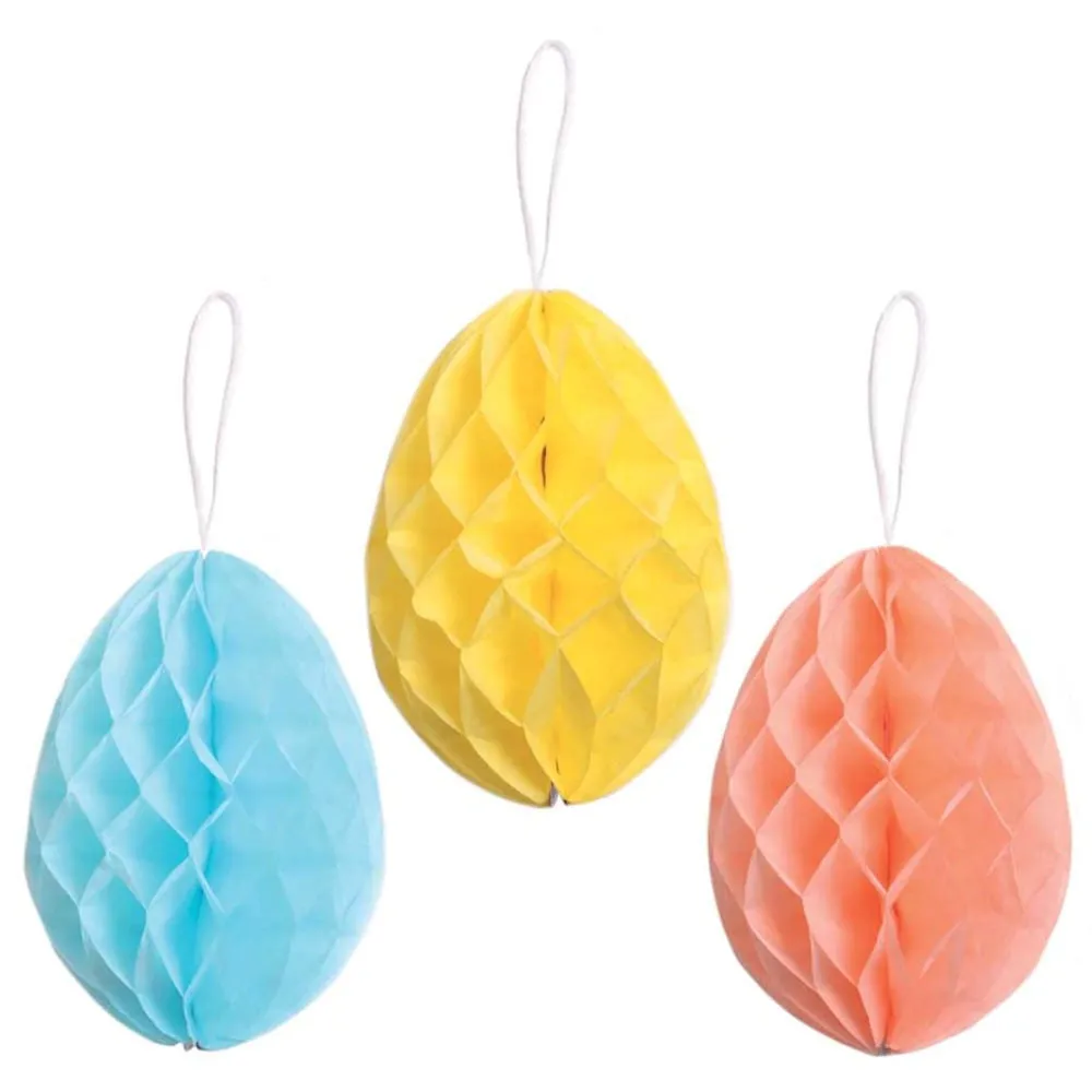 Easter Paper Egg Decorations - 3 Pack Holiday Craft Party Supplies