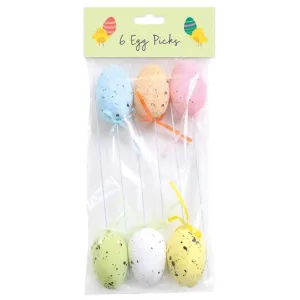 Egg Picks Decorations - 6 Pack Festive Holiday Decor DIY Craft Supplies Spring Party Accessories