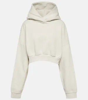 Entire Studios Cotton Fleece Cropped Hoodie, White