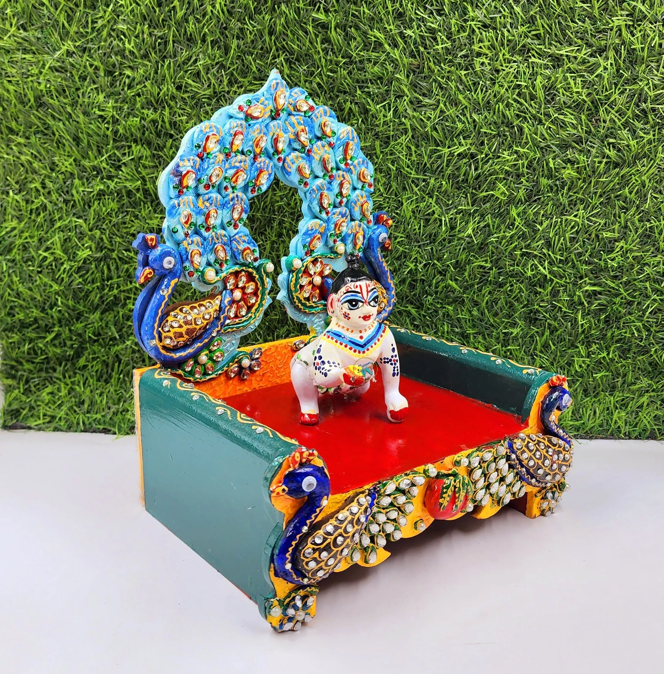 fancy singhasan for laddu gopal ji , wooden material