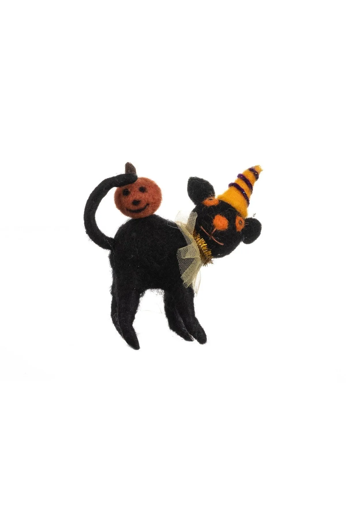 Felt Cat with Pumpkin Halloween Decoration