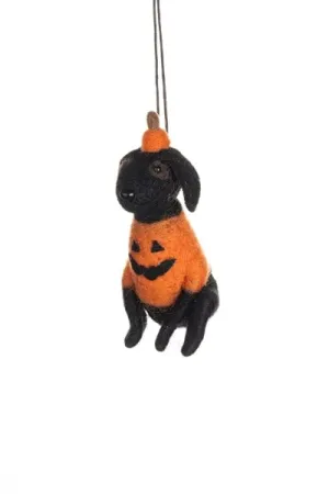 Felt Dog in Pumpkin Outfit Halloween Decoration