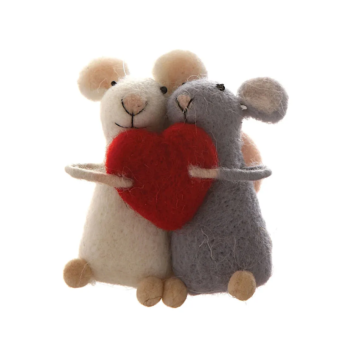 Felt Mice with Heart Ornament