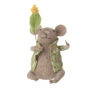 Felt Mouse with Flower Easter Decoration