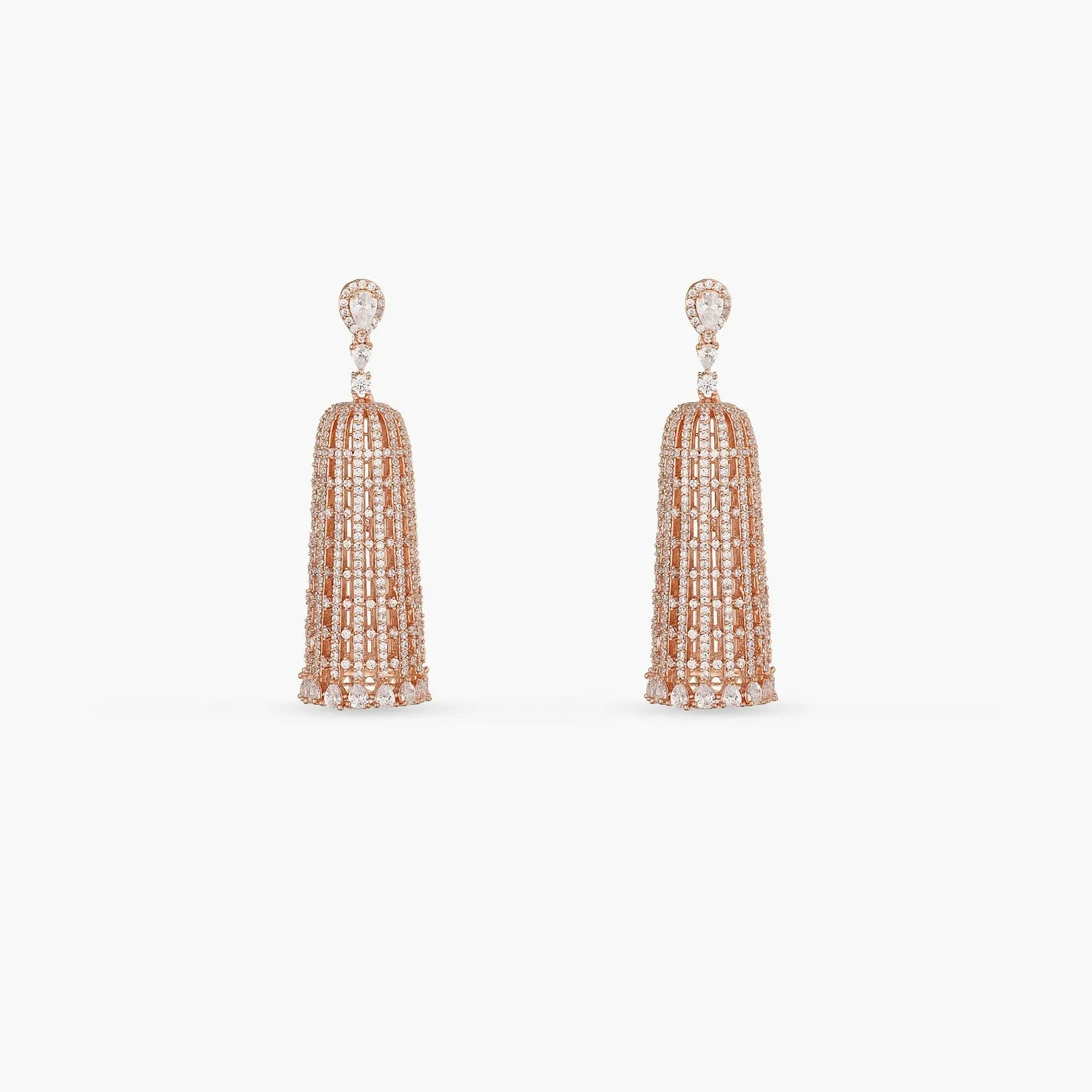 Flare Delicate CZ Cylindrical Jhumka Earrings