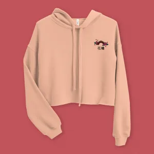 Flower Bridge Embroidered Crop Hoodie