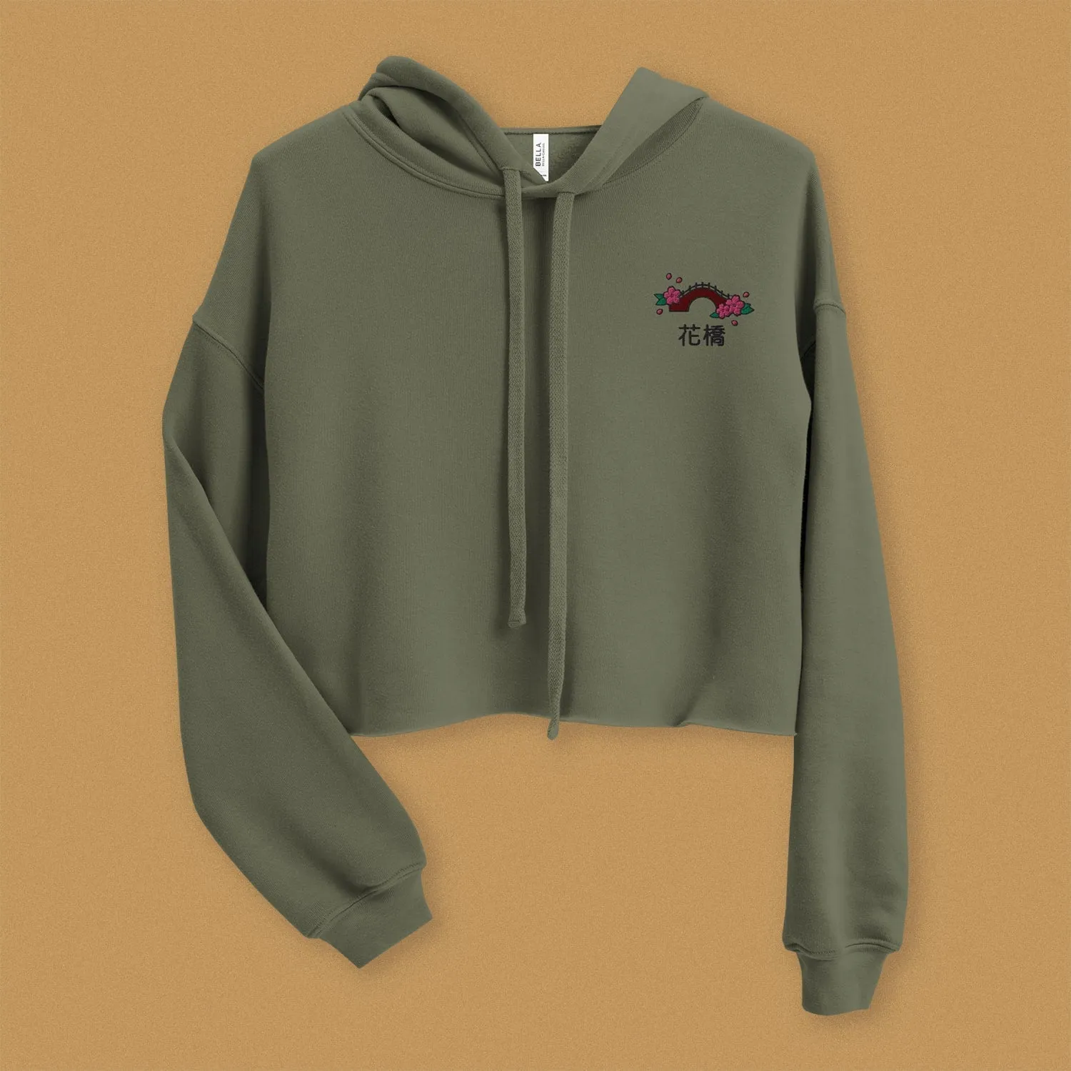 Flower Bridge Embroidered Crop Hoodie