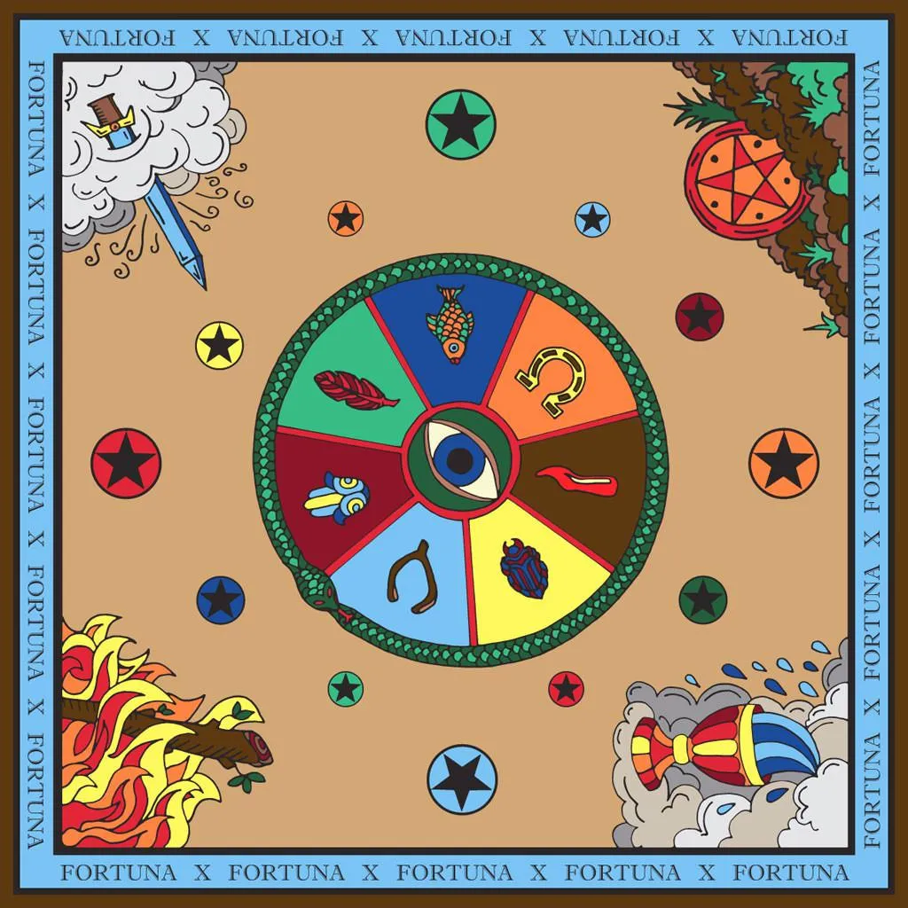 Fortuna The Wheel of Fortune Tarocchi Tarot Card Silk Scarf